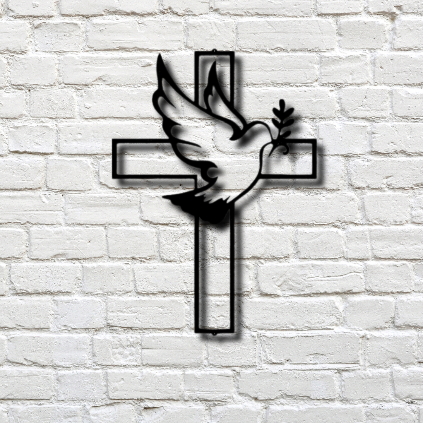 Peaceful Dove Metal Steel Sign, Easter Dove and Cross Wall Hanging, Easter Gift For A Christian Family, Housewarming Gift, Christian Symbols Wall Decor.
