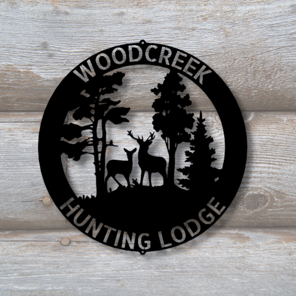 Custom Deer Scene Metal Sign, Personalized Deer In The Wild Metal Sign Gift For Hunter Dad, Hunting Resort Wall Art Decor, Cabin Wall Art Hanging.