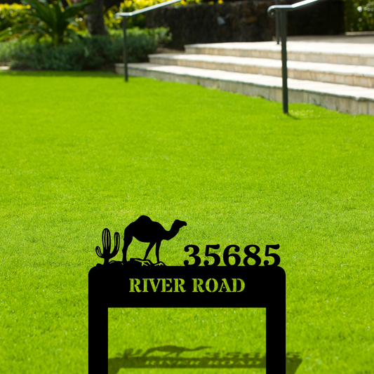 Custom Camel Metal Address Stake Sign, Camel Yard Decor, Animal Address Stake, Personalized stake sign, Outdoor Address Sign