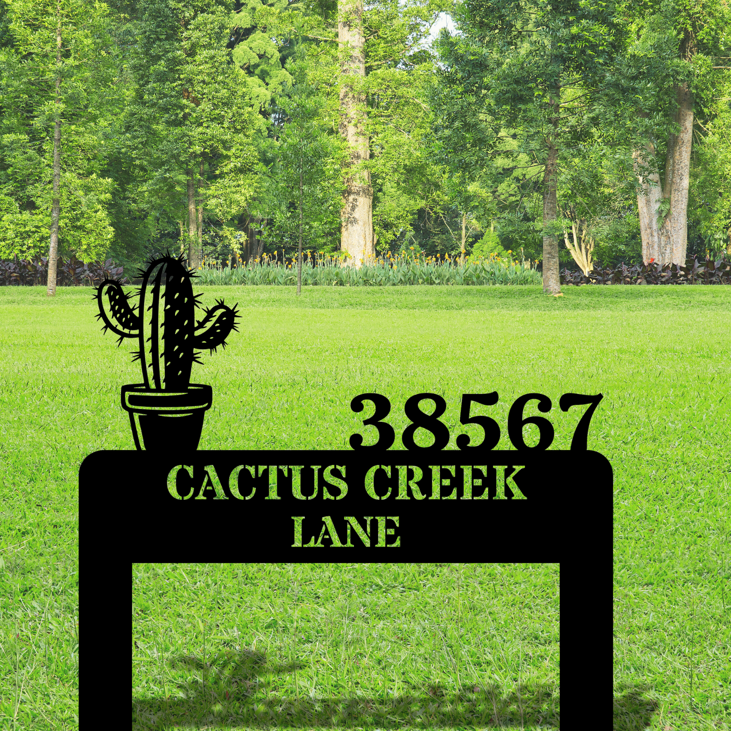 Custom Cactus Metal Address Stake, Personalized Outdoor Sign, Garden Decor Stake, Desert Decor, Housewarming Gift, Custom Yard Sign