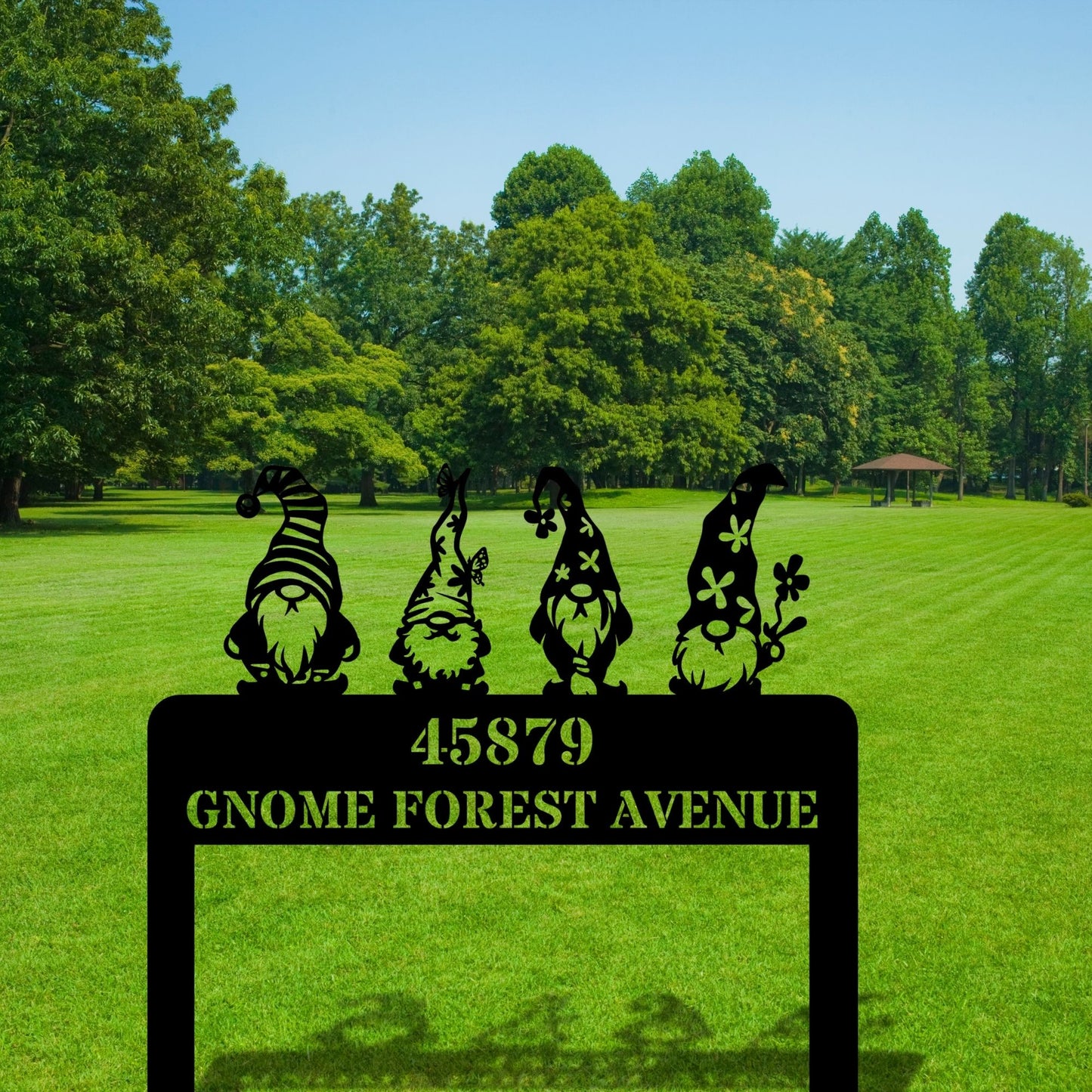 Custom Gnome Address Stake Sign, Personalized Yard Address Sign, Garden Gnome Decor, Outdoor Address Plaque, Lawn Stake