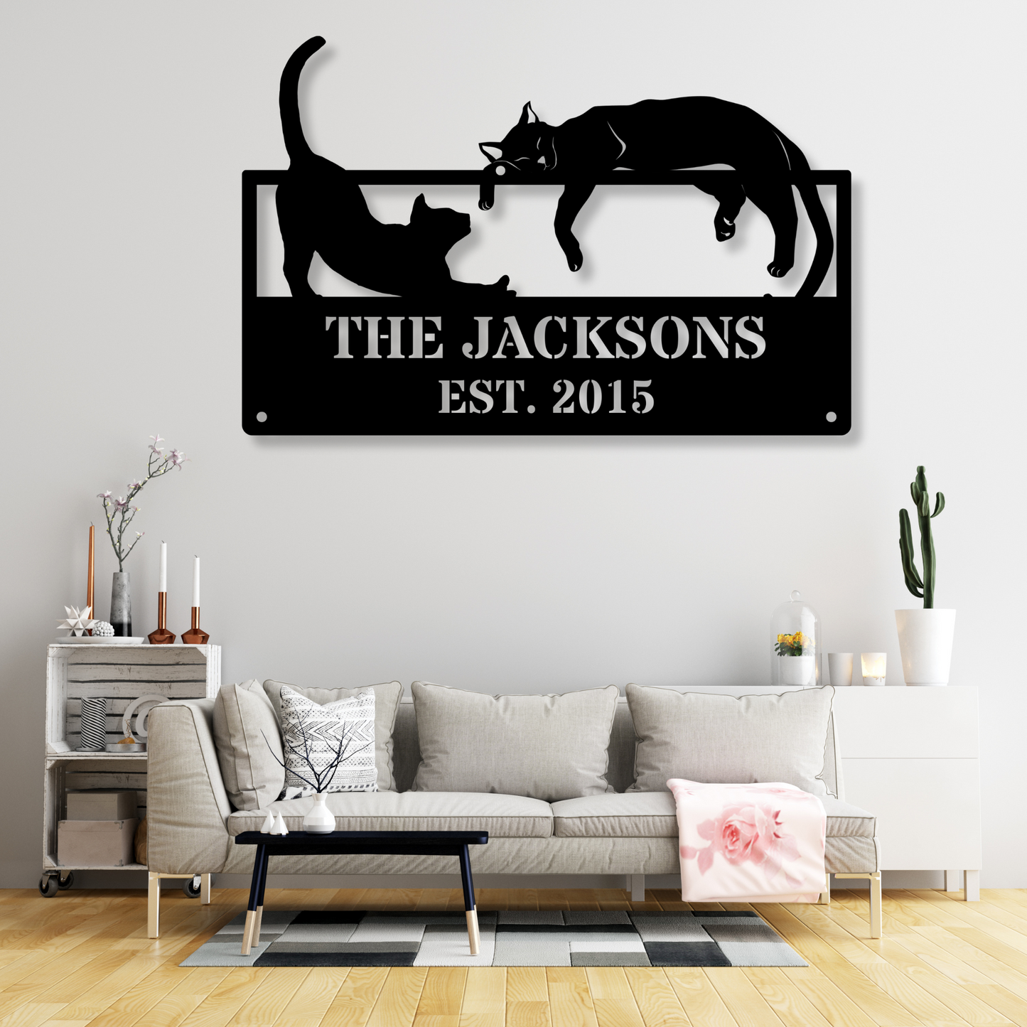 Personalized Cat Sign, Custom Name Sign, Cute Kitten Wall Art, Mother's Day Gift, Kitty Cat Owner Decor, Farmhouse Cat Name Plaque