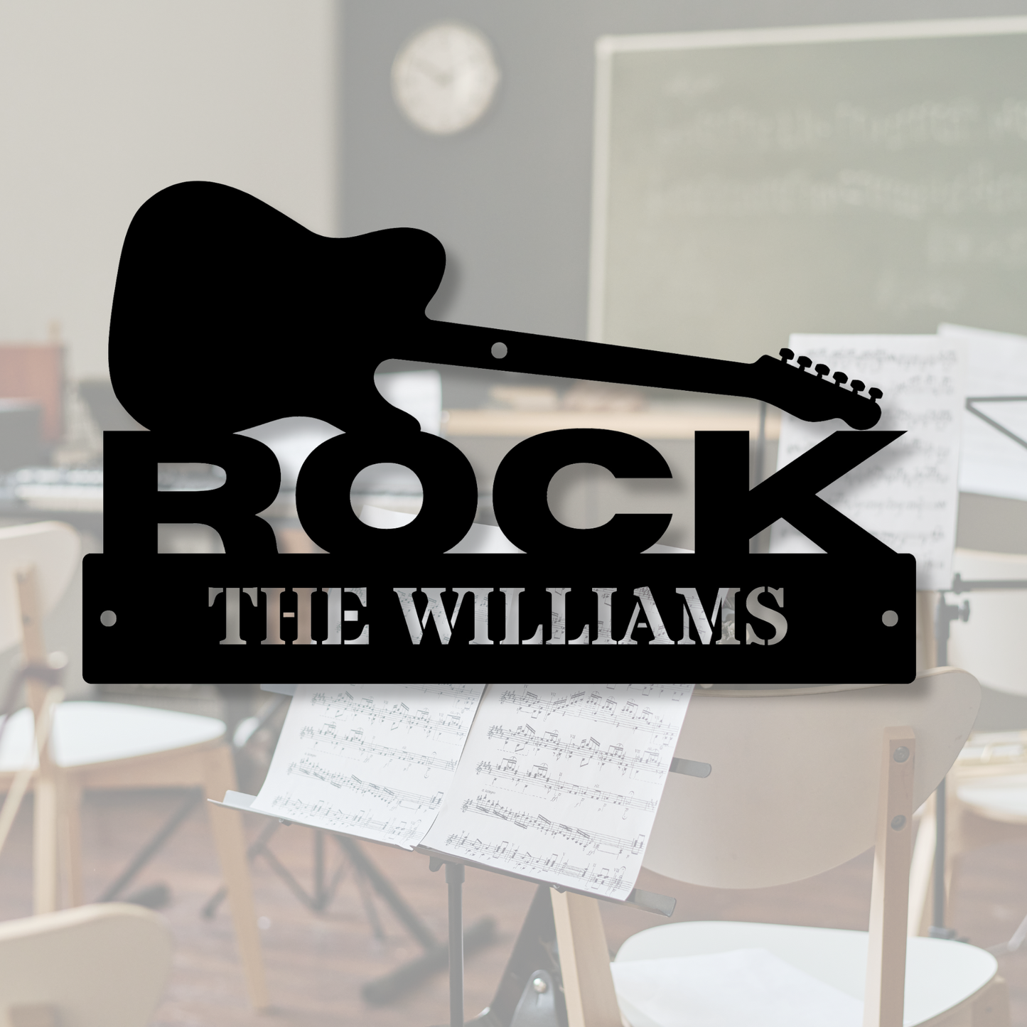 Custom Guitar Metal Sign, Personalized Guitar Name Sign, Guitar Studio Wall Art, Music Room Decor, Gifts for Guitarists