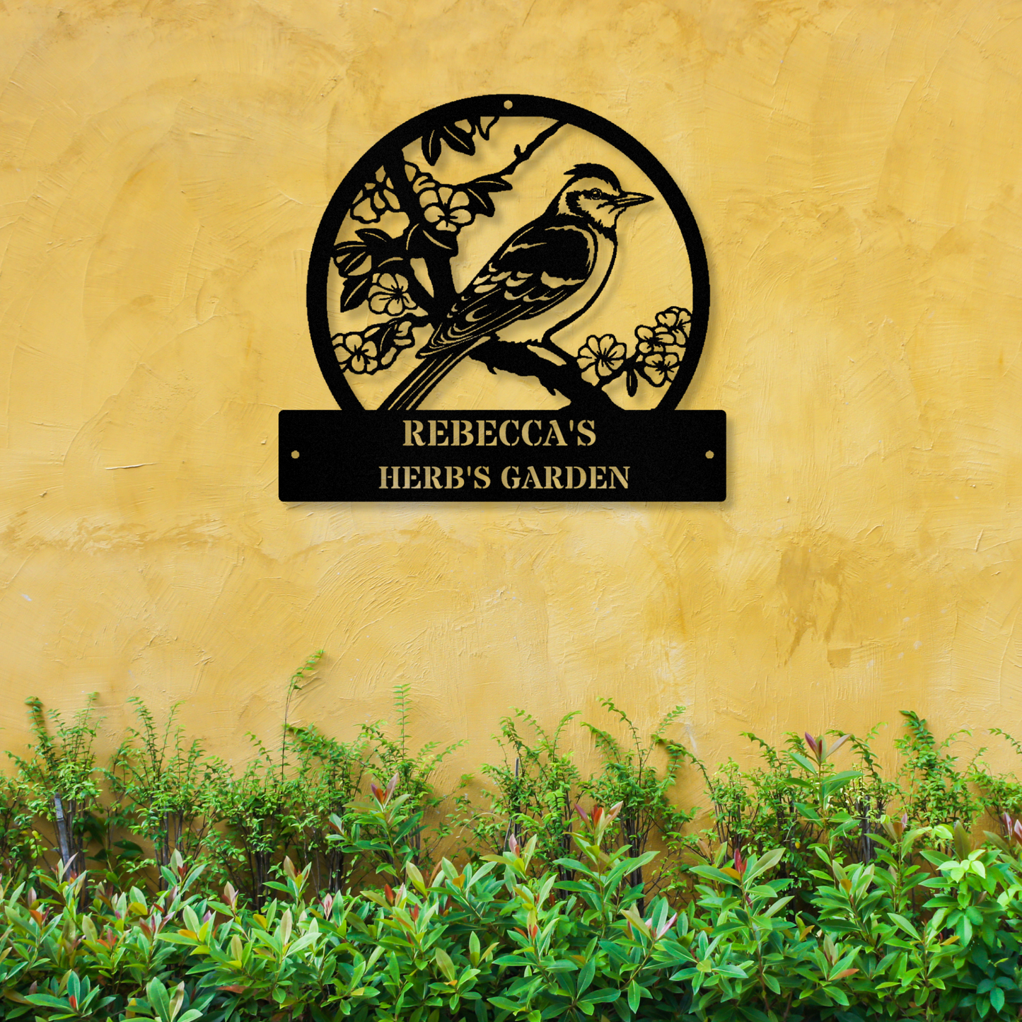 Custom Wall Metal Sign, Bird Wall Decor, Floral Bird Wall Sign, Housewarming Metal Sign, Living Room Sign, Wedding Gift, Nana's Garden Sign