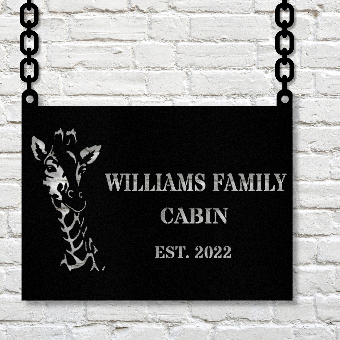 Custom Giraffe Cabin Wall Metal Sign, Giraffe Decor for Home, Wildlife Metal Art, Animal Lover Gift