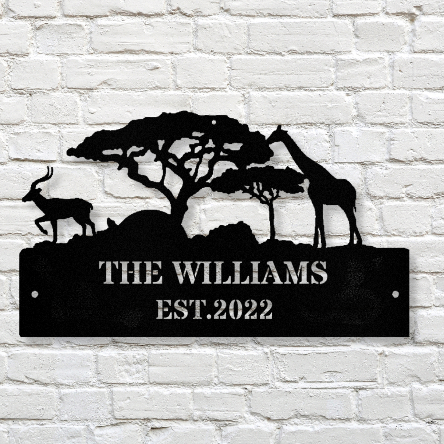 Giraffe Metal Sign, Custom Giraffe Tree Metal Sign, Animal Wall Art, Personalized Giraffe Decor, Jungle Theme Metal Sign