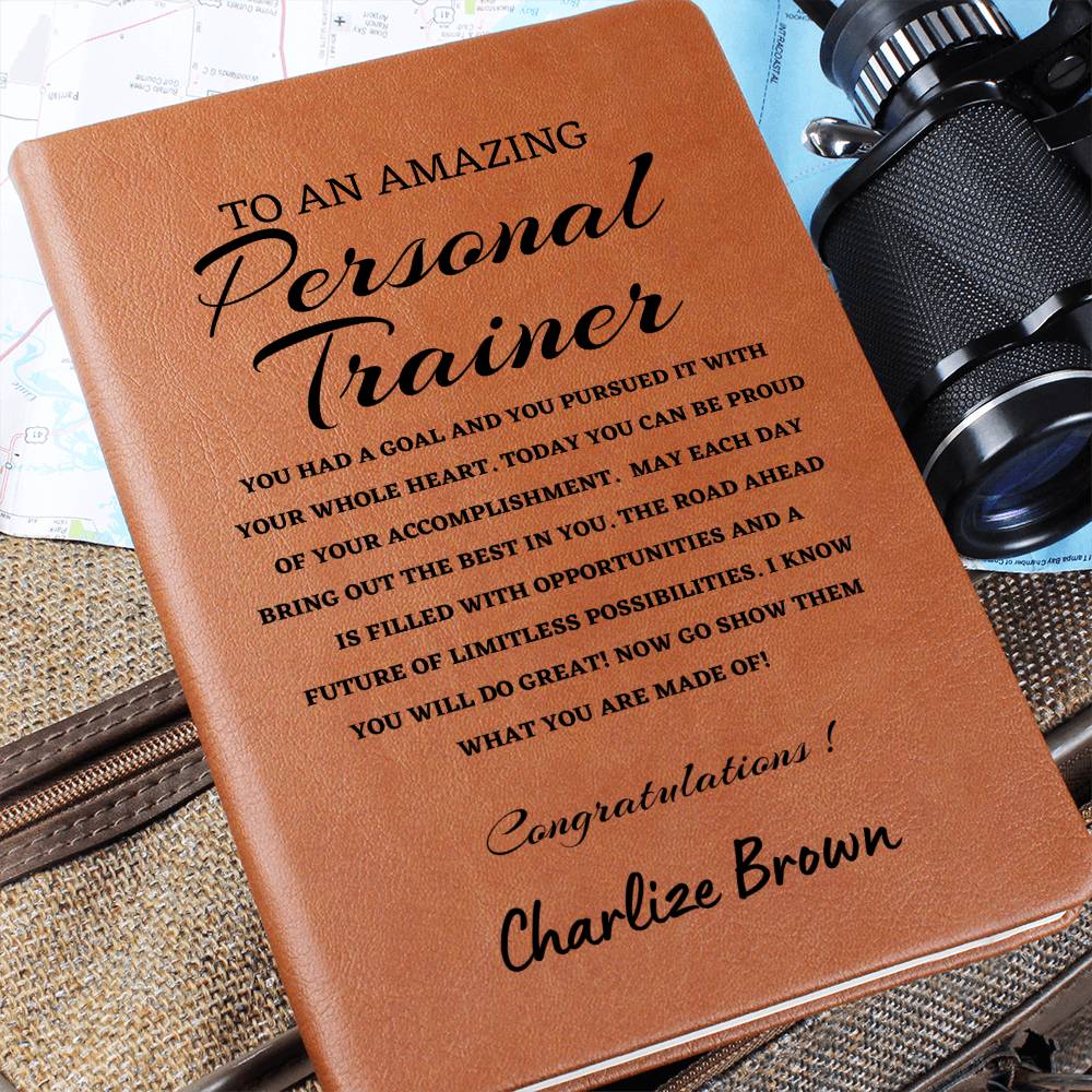 To A New Personal Trainer Journal, Custom Leather Journal, Personal Trainer Graduation Gift, Personalized Name Journal, New Personal Trainer Appreciation Gift, New Job Gift