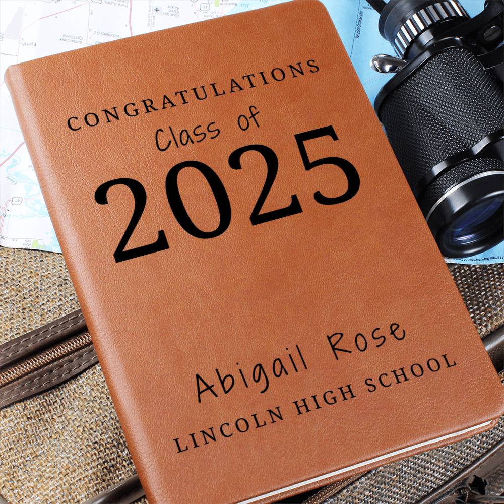 Personalized Graduation Gift, Custom Name Vegan Leather Journal, A5 Notebook Grad Gift, Grad Gifts Class of 2024 for Her and Him