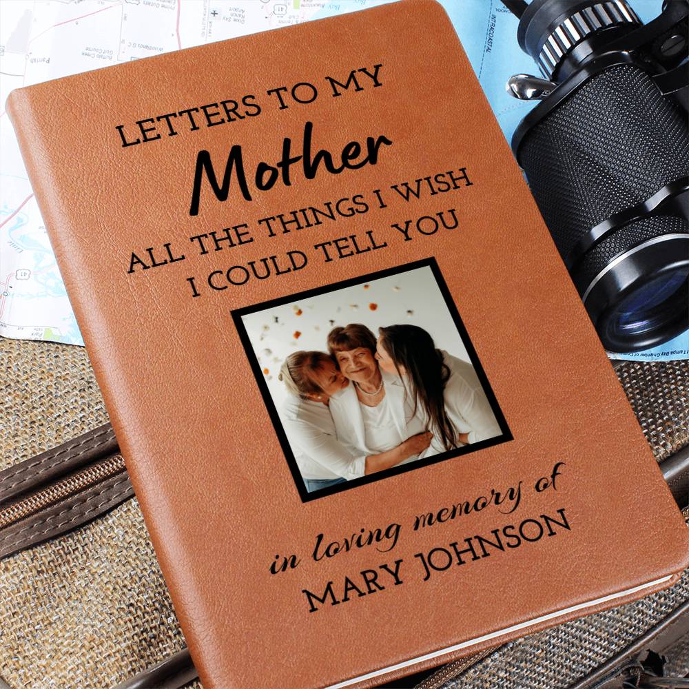 Mother Remembrance Photo Leather Journal, Mom In Heaven Gift, Loss of Mother Photo Memorial Journal, Sympathy Gift, Grief Journal Letters