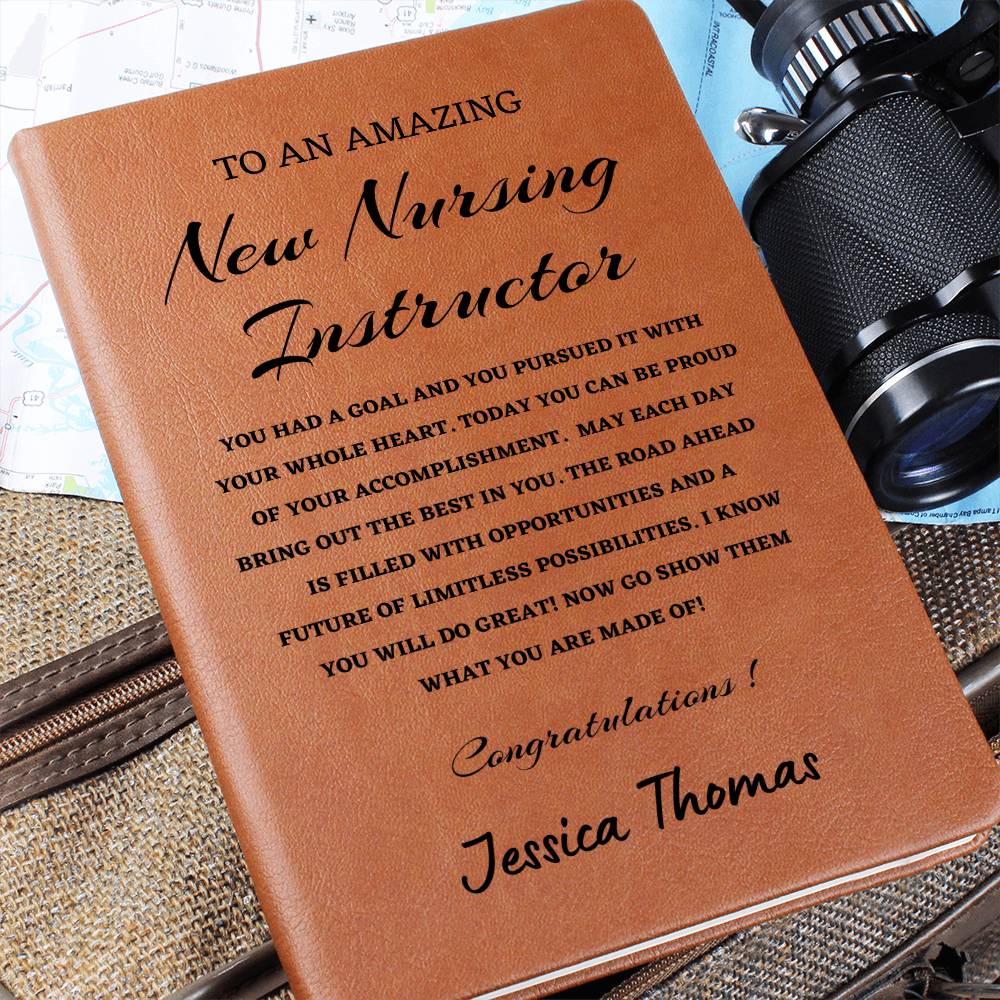 To A New Nursing Instructor Journal, Custom Leather Journal, Nurse Graduation Gift, Personalized Name Journal, New Nursing Instructor Appreciation Gift, New Job Gift