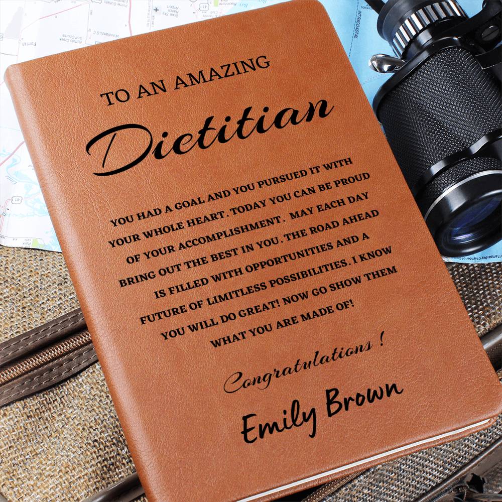 To A New Dietitian Journal, Custom Leather Journal, New Dietitian Graduation Gift, Personalized Name Journal, New Dietitian Appreciation Gift, New Job Gift