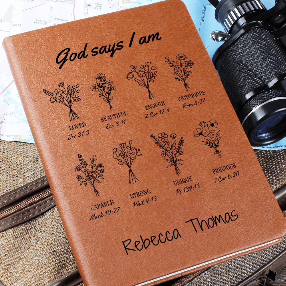 Custom Name Prayer Journal, God Says I Am Journal, Women Gifts, Bible Study Notebook, Religious Gifts, Scripture Journal