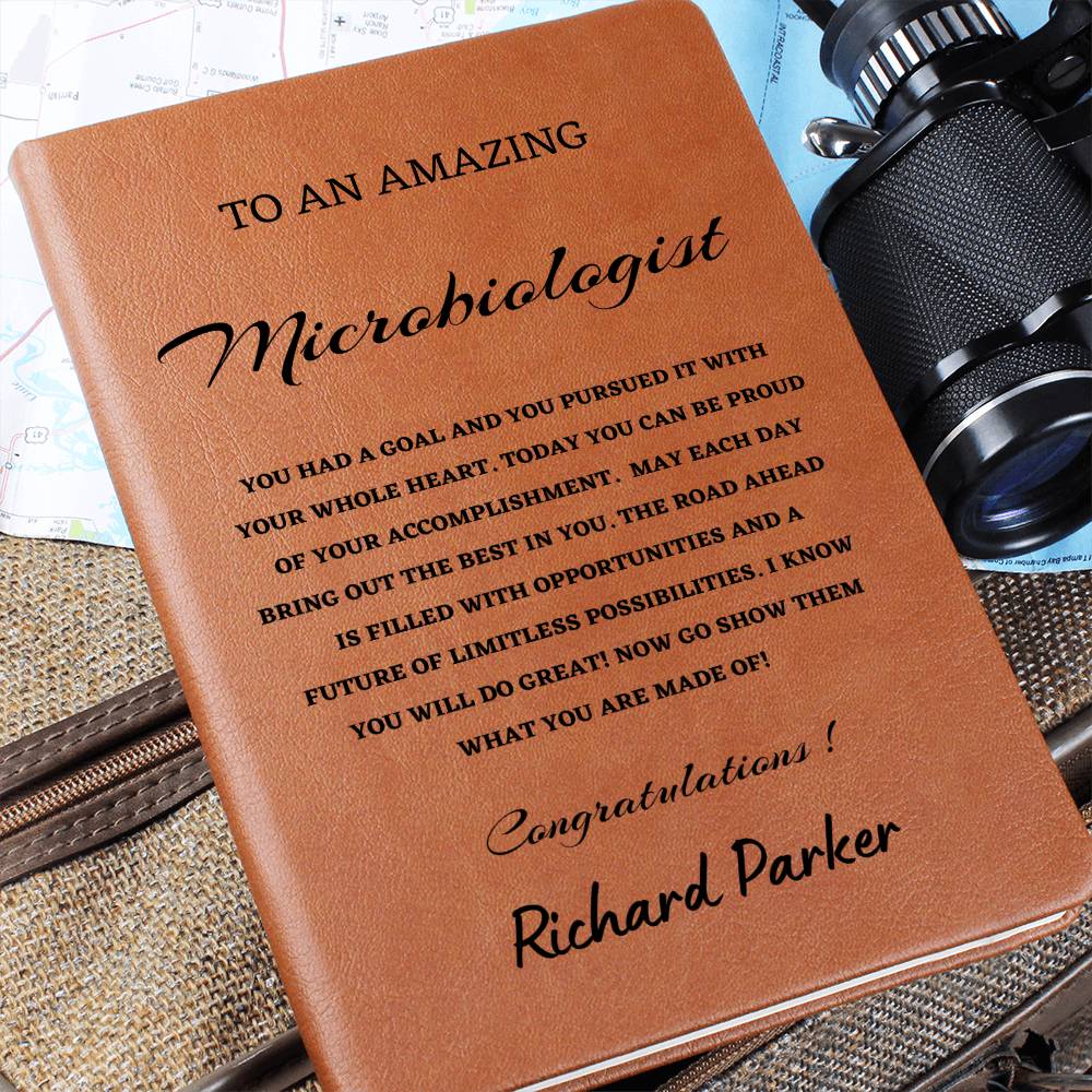 To A New Microbiologist Journal, Custom Leather Journal, Microbiologist Graduation Gift, Personalized Name Journal, New Microbiologist Appreciation Gift, New Job Gift.