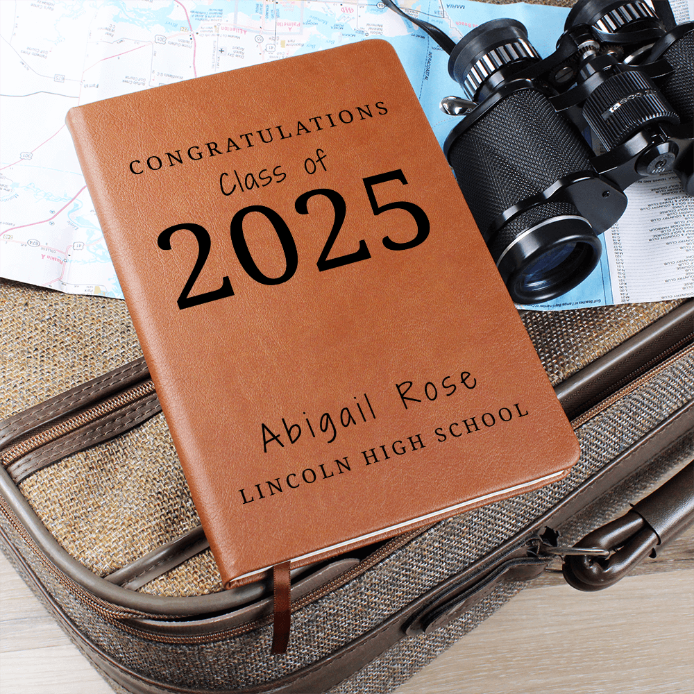 Personalized Graduation Gift, Custom Name Vegan Leather Journal, A5 Notebook Grad Gift, Grad Gifts Class of 2024 for Her and Him