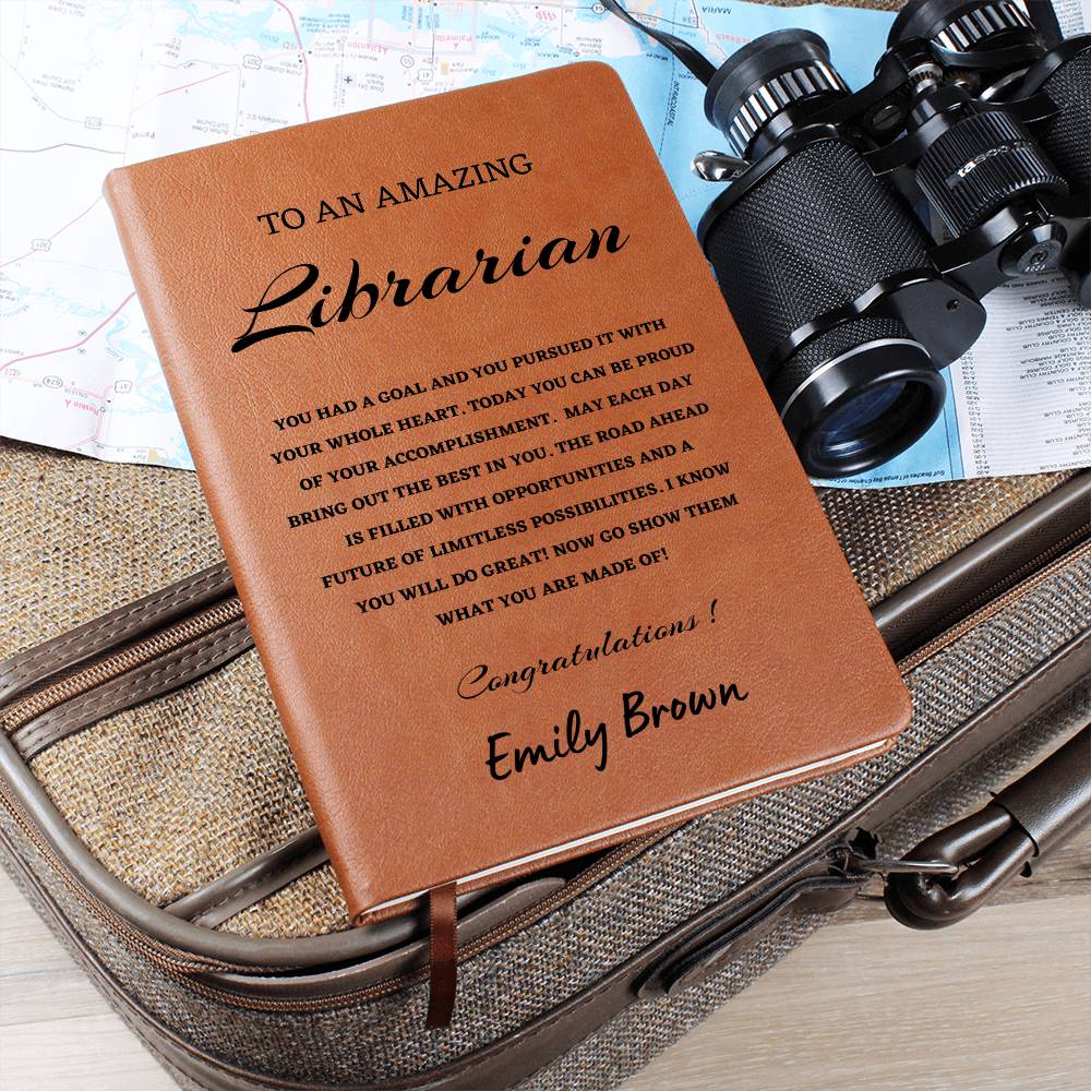 To A Librarian Journal, Custom Leather Journal, Graduation Gift, Personalized Name Journal, Librarian Appreciation Gift, New Job Gift