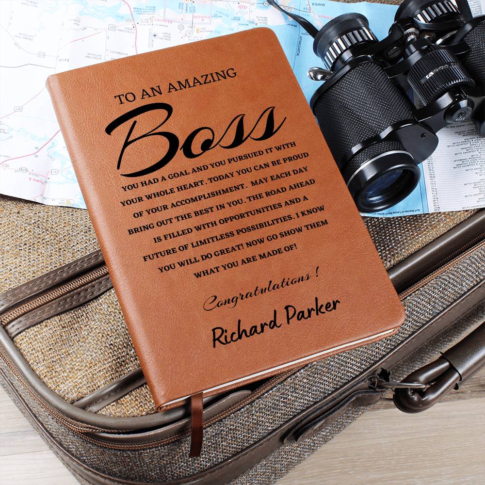To A New Boss Journal, Custom Leather Journal, Boss Graduation Gift, Personalized Name Journal, New Boss Appreciation Gift, New Job Gift.