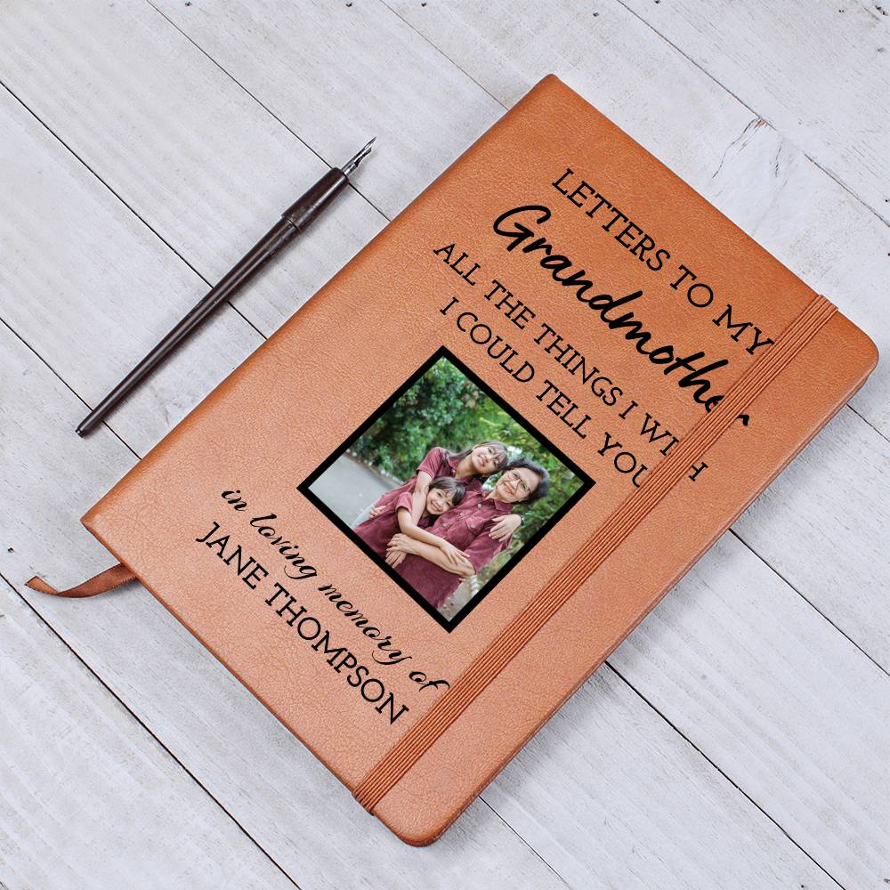 Grandmother Remembrance Photo Leather Journal, Grandma In Heaven Gift, Loss of Grandmother Photo Memorial Journal, Sympathy Gift, Grief Journal Letters