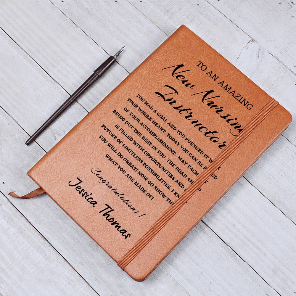 To A New Nursing Instructor Journal, Custom Leather Journal, Nurse Graduation Gift, Personalized Name Journal, New Nursing Instructor Appreciation Gift, New Job Gift