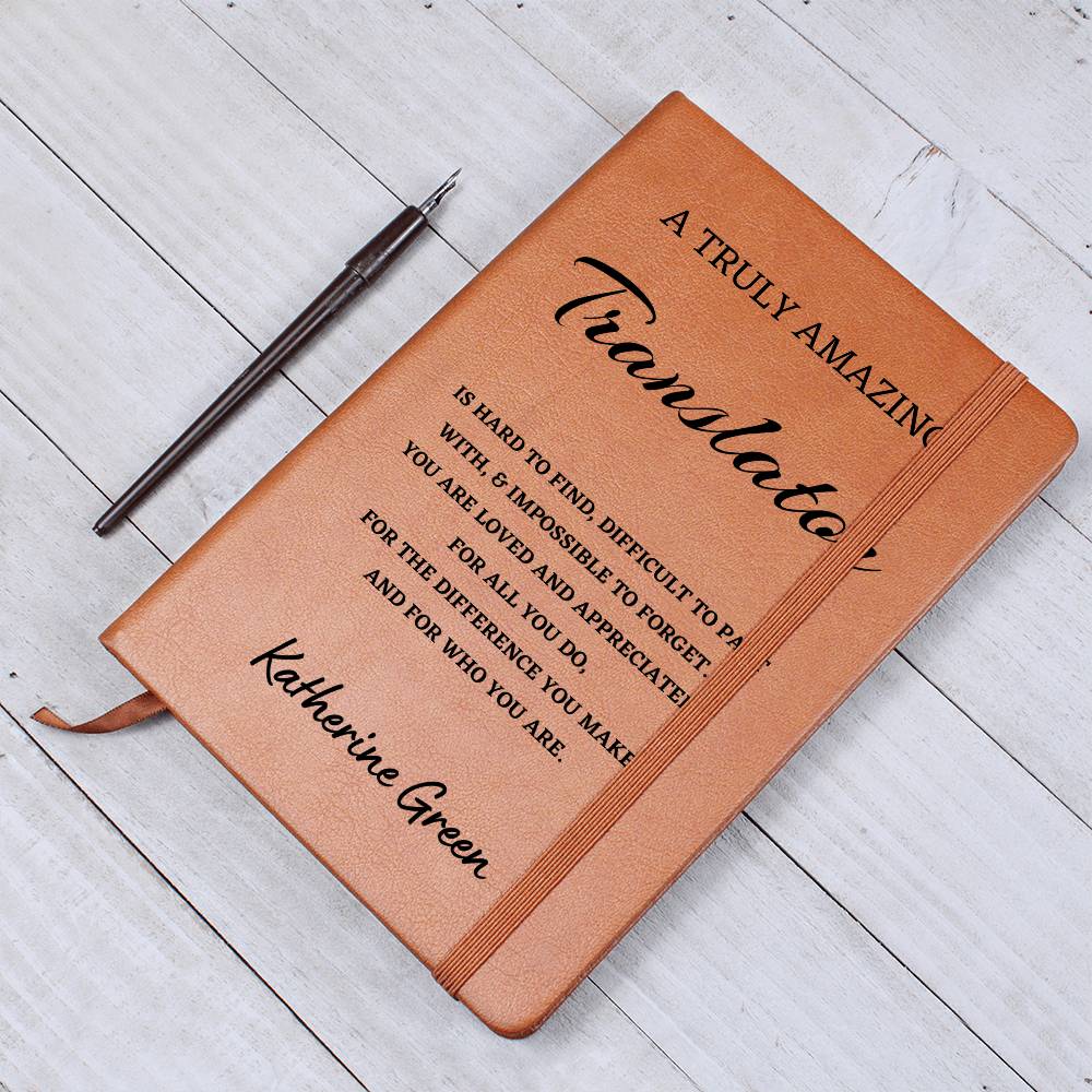 Personalized Translator Journal, Difference Maker Journal, Custom Name Leather Journal, Gift for a Translator, Appreciation Gift, Birthday Gift