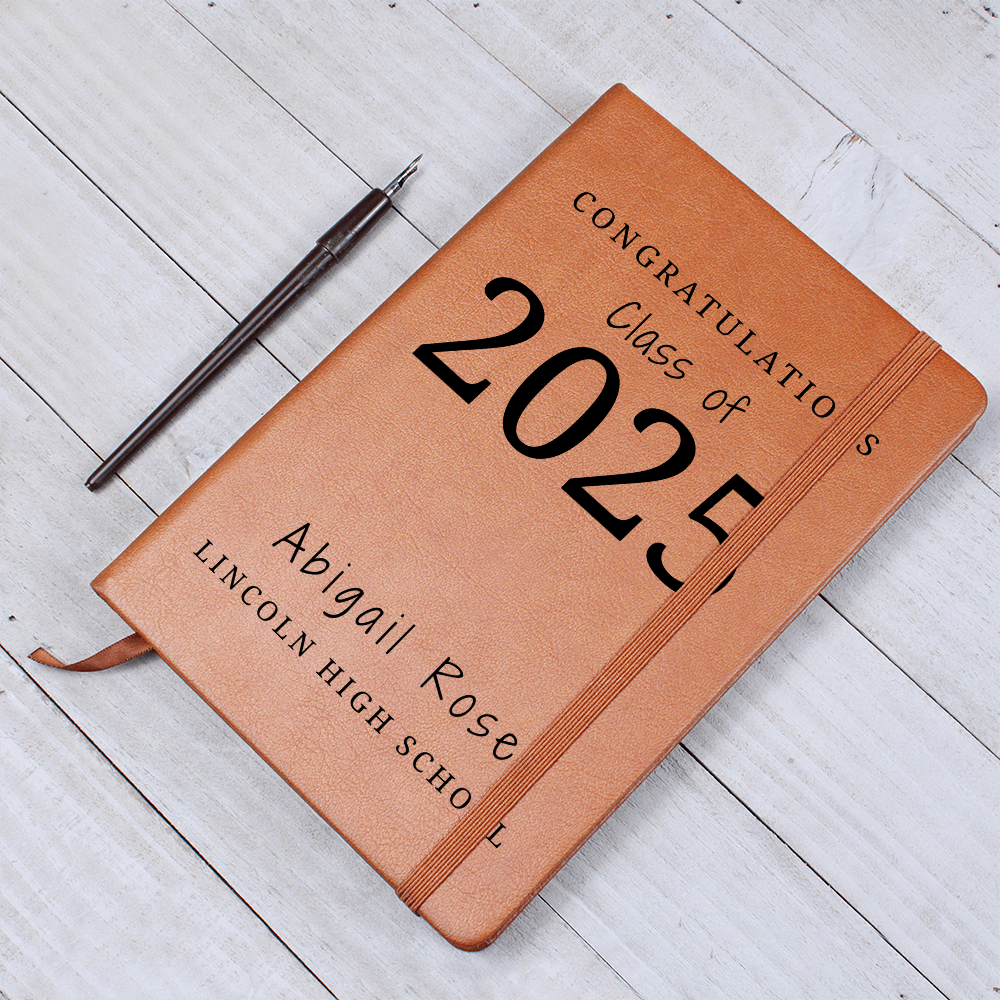 Personalized Graduation Gift, Custom Name Vegan Leather Journal, A5 Notebook Grad Gift, Grad Gifts Class of 2024 for Her and Him