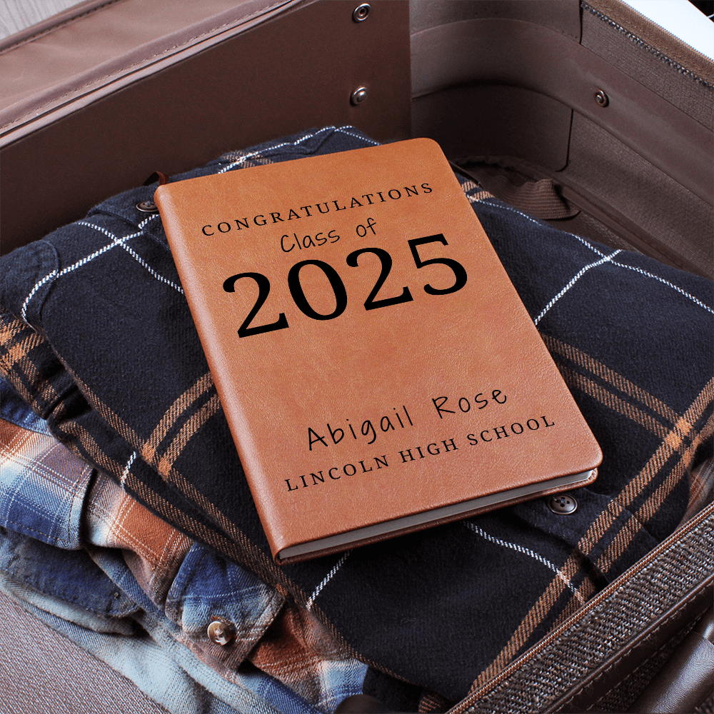 Personalized Graduation Gift, Custom Name Vegan Leather Journal, A5 Notebook Grad Gift, Grad Gifts Class of 2024 for Her and Him