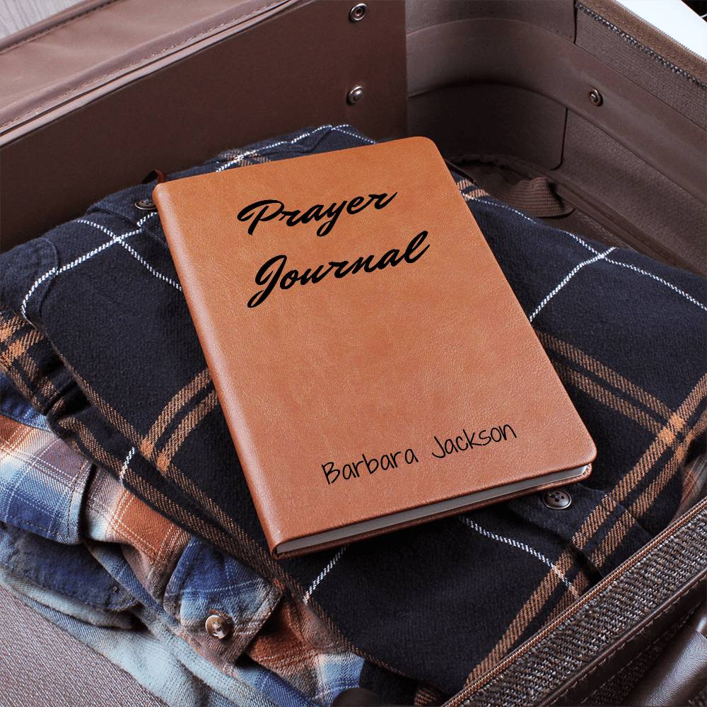 Personalized Prayer Journal, Custom Name Leather Journal, Bible Study Notebook, Gift for Her, Christmas or Birthday Gift for Mom, Religious Gift, Christain Gifts