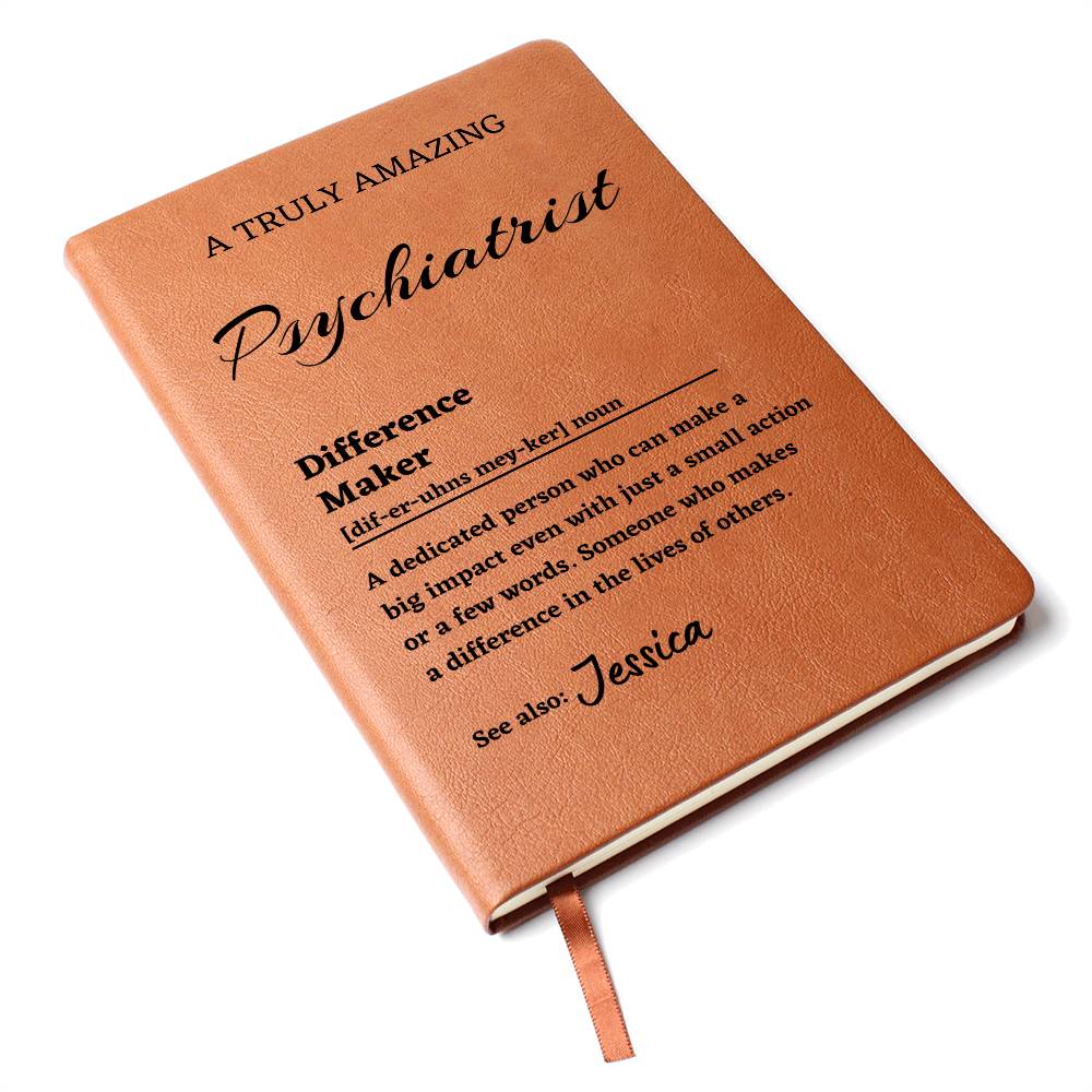 Difference Maker Journal, Psychiatrist Gift, Personalized Colleague Friend Mentor Appreciation Gift, Custom Name Leather Journal
