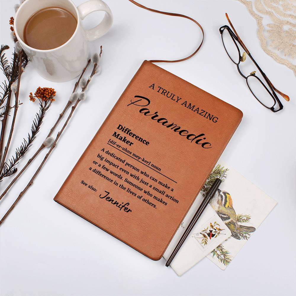 Difference Maker Journal, Unique Paramedic Gift, Personalized Colleague Friend Mentor Appreciation Gift, Custom Name Leather Journal