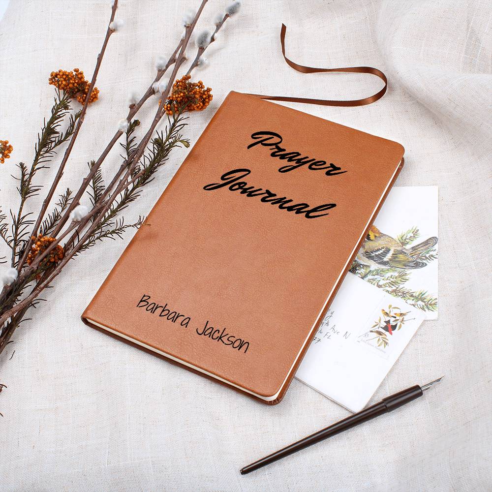 Personalized Prayer Journal, Custom Name Leather Journal, Bible Study Notebook, Gift for Her, Christmas or Birthday Gift for Mom, Religious Gift, Christain Gifts
