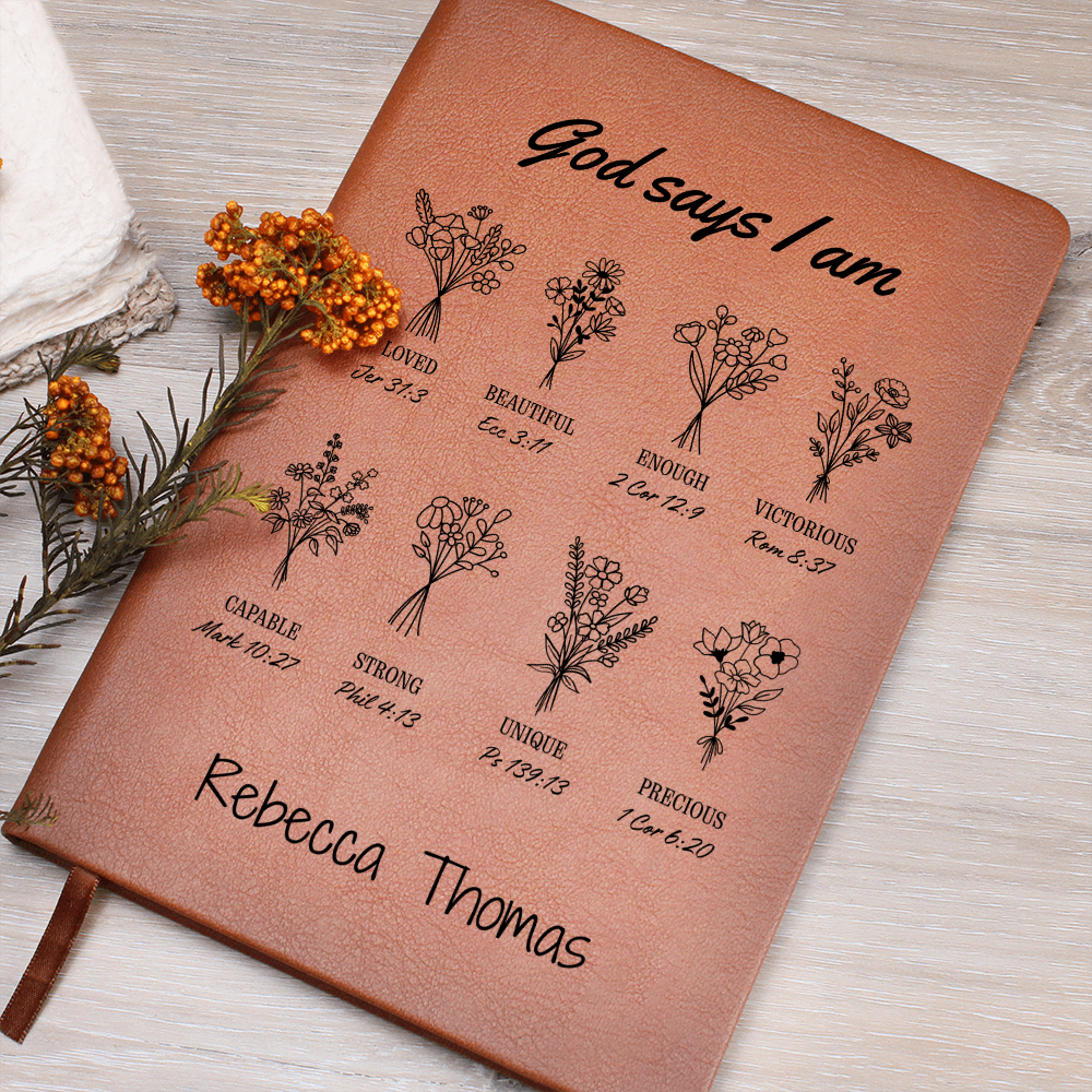 Custom Name Prayer Journal, God Says I Am Journal, Women Gifts, Bible Study Notebook, Religious Gifts, Scripture Journal