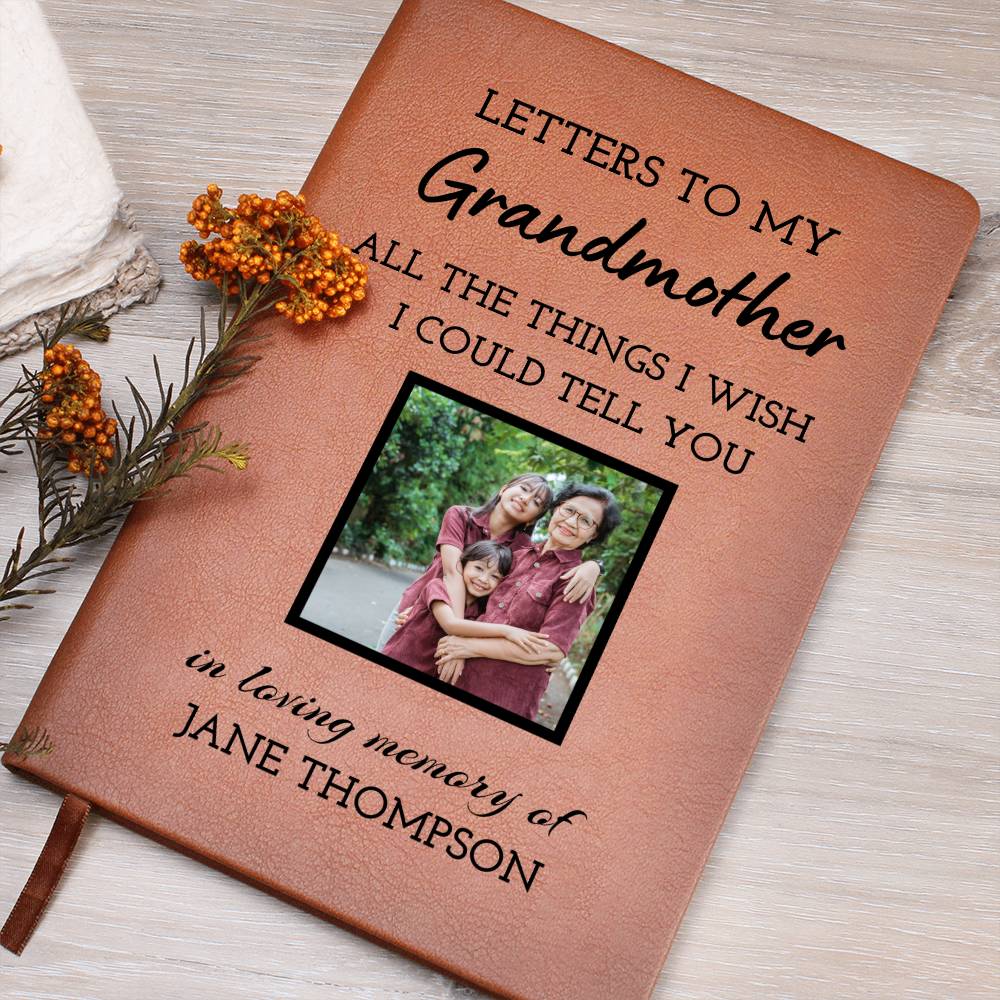 Grandmother Remembrance Photo Leather Journal, Grandma In Heaven Gift, Loss of Grandmother Photo Memorial Journal, Sympathy Gift, Grief Journal Letters