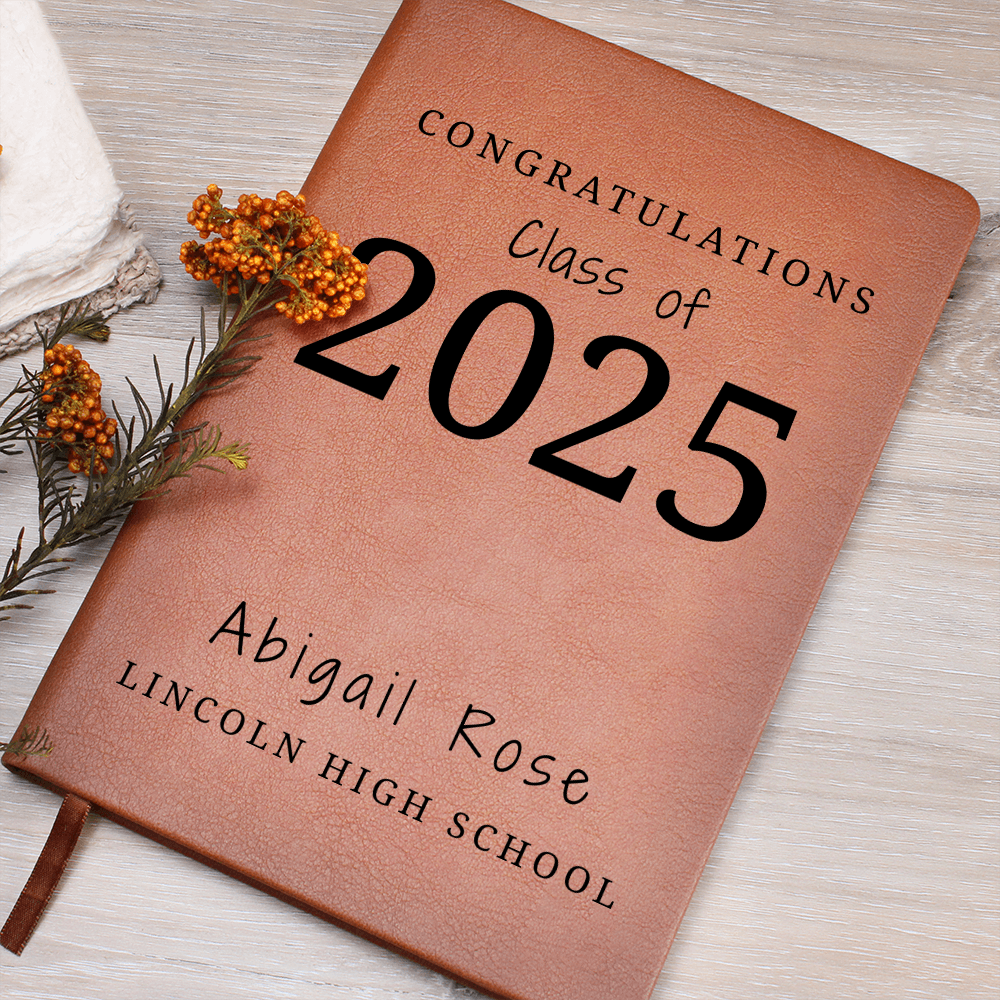 Personalized Graduation Gift, Custom Name Vegan Leather Journal, A5 Notebook Grad Gift, Grad Gifts Class of 2024 for Her and Him