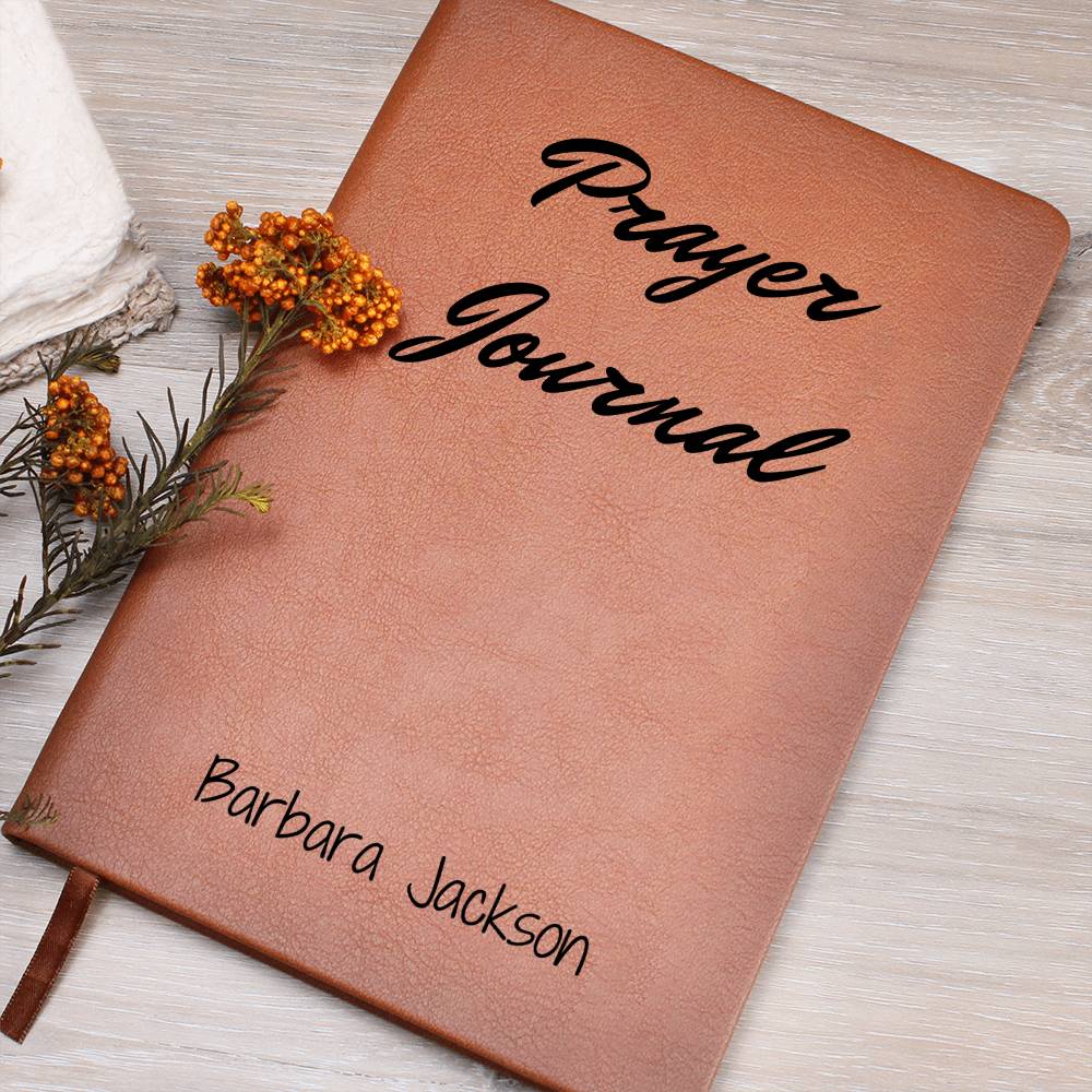 Personalized Prayer Journal, Custom Name Leather Journal, Bible Study Notebook, Gift for Her, Christmas or Birthday Gift for Mom, Religious Gift, Christain Gifts