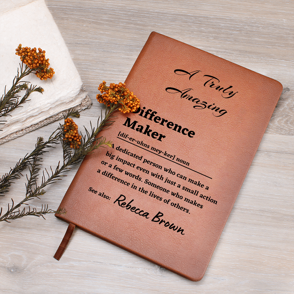 Personalized Difference Maker Leather Journal, Gift for Mentor, Appreciation Gift, Retirement Gifts, Boss Gifts, Name Journal