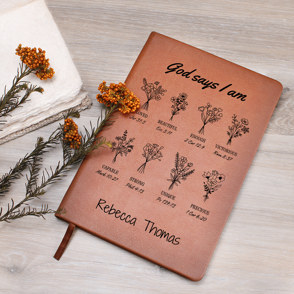 Custom Name Prayer Journal, God Says I Am Journal, Women Gifts, Bible Study Notebook, Religious Gifts, Scripture Journal