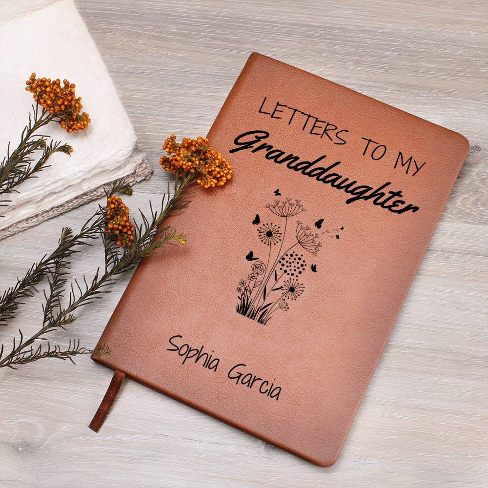 Letters To My Granddaughter Leather Journal, Personalized Granddaughter Journal, Granddaughter Birthday or Christmas Gifts from Grandma, Custom Name Journal