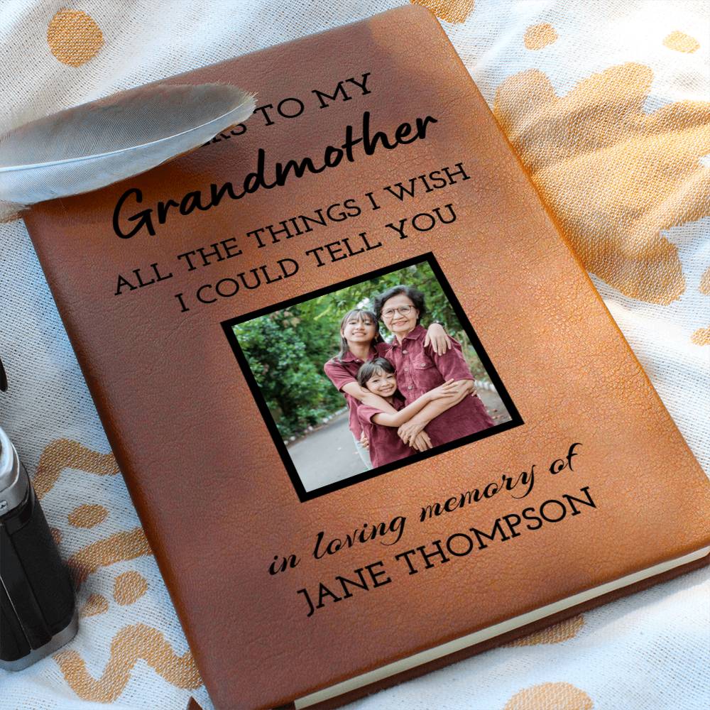 Grandmother Remembrance Photo Leather Journal, Grandma In Heaven Gift, Loss of Grandmother Photo Memorial Journal, Sympathy Gift, Grief Journal Letters