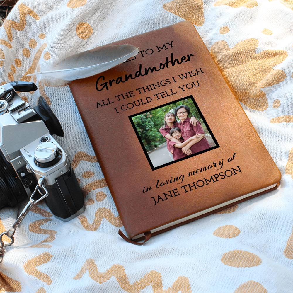 Grandmother Remembrance Photo Leather Journal, Grandma In Heaven Gift, Loss of Grandmother Photo Memorial Journal, Sympathy Gift, Grief Journal Letters