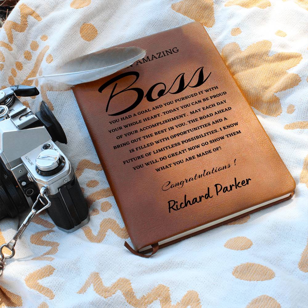 To A New Boss Journal, Custom Leather Journal, Boss Graduation Gift, Personalized Name Journal, New Boss Appreciation Gift, New Job Gift.