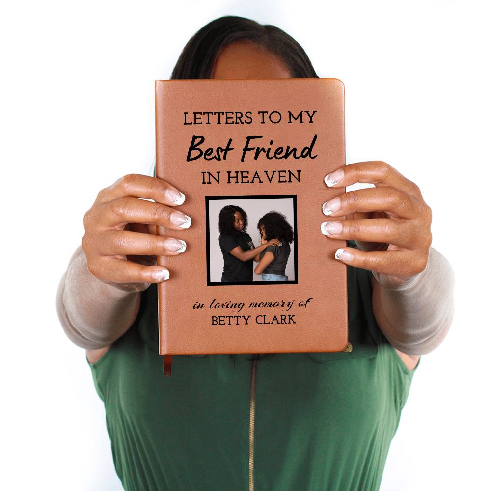 Friend Remembrance Photo Leather Journal, Best Friend In Heaven Gift, Loss of Best Friend Photo Memorial Journal, Sympathy Gift, Grief Journal Letters