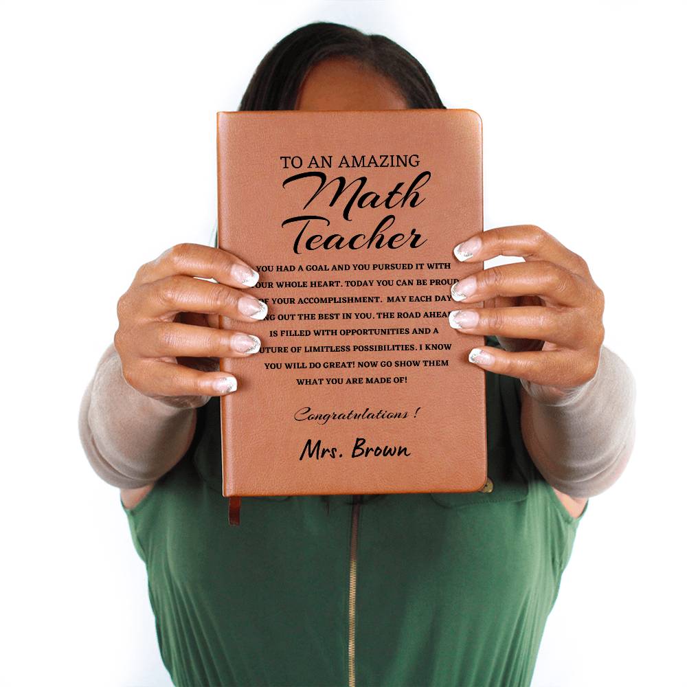 To A New Math Teacher Journal, Custom Leather Journal, Math Teacher Graduation Gift, Personalized Name Journal, New Math Teacher Appreciation Gift, New Job Gift