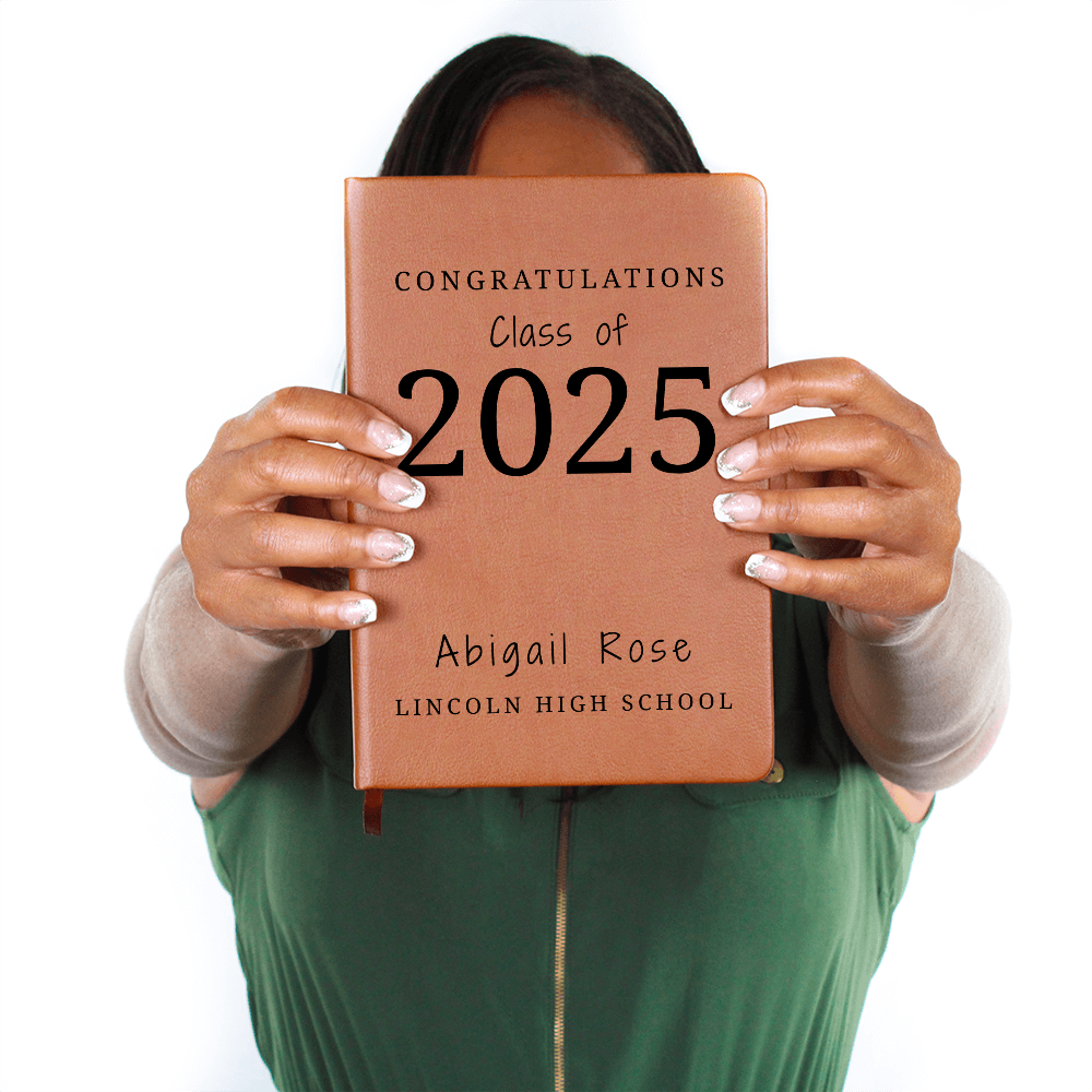Personalized Graduation Gift, Custom Name Vegan Leather Journal, A5 Notebook Grad Gift, Grad Gifts Class of 2024 for Her and Him