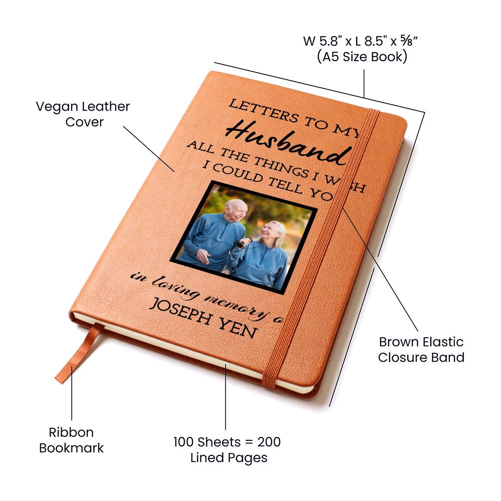 Loss of Husband Gift, Photo Memorial Journal, Letters to Husband Grief Journal, Husband Memorial Gift, Sympathy Gift for Widow