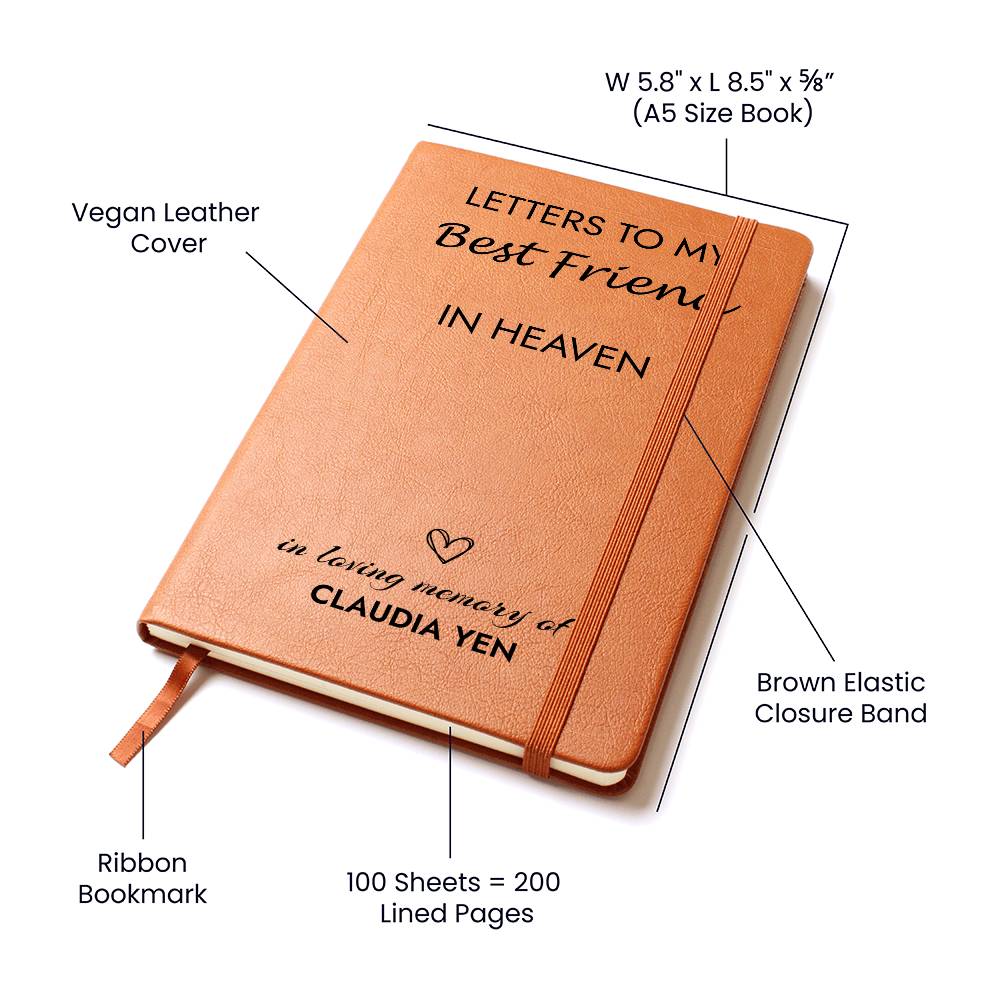 Friend Remembrance Leather Journal, Best Friend In Heaven Gift, Loss of Best Friend Memorial Journal, Sympathy Gift for Loss Of Friend, Grief Journal Letters