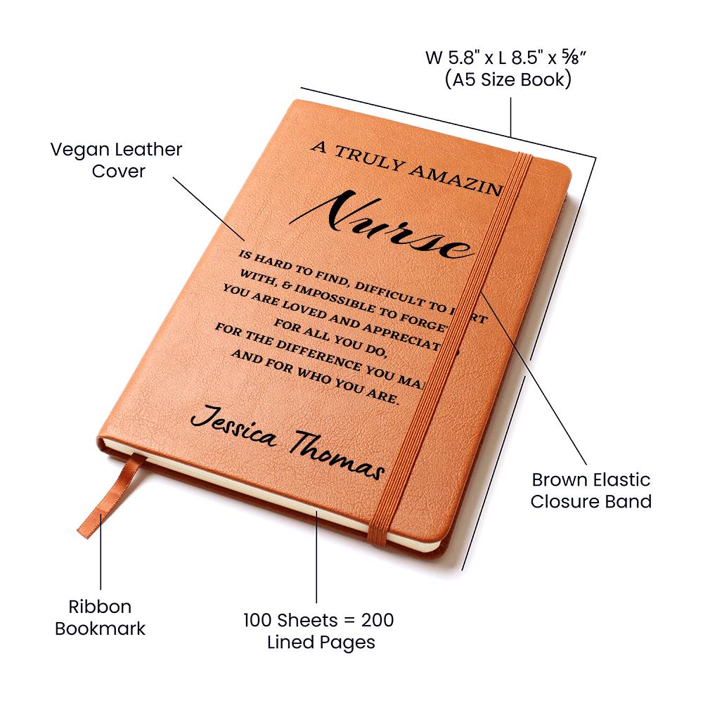 Personalized Nurse Journal, Difference Maker Journal, Custom Name Leather Journal, Gift for a Registered Nurse, Appreciation Gift, Birthday Gift