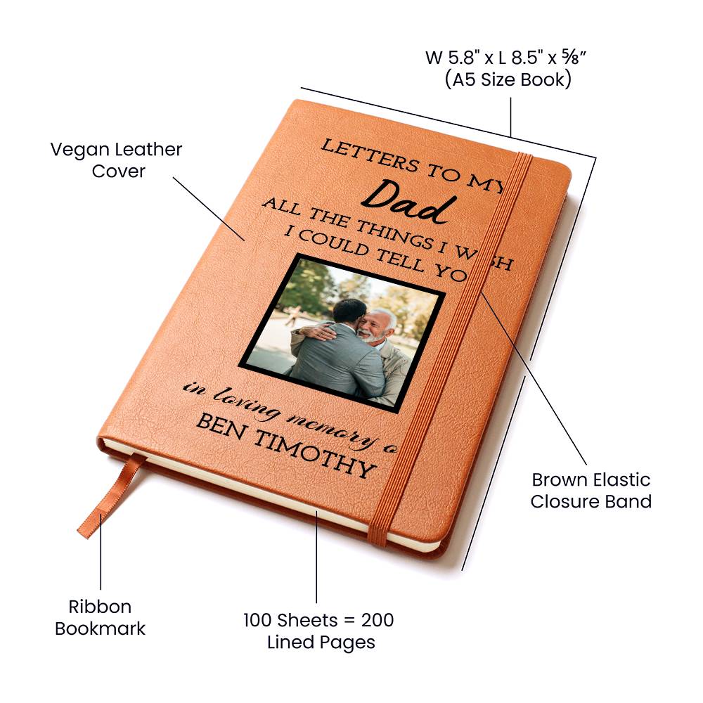 Loss of Dad Photo Memorial Journal, Father In Heaven Gift, Dad Remembrance Photo Journal, Sympathy Gift, Grief Journal Letters to Dad