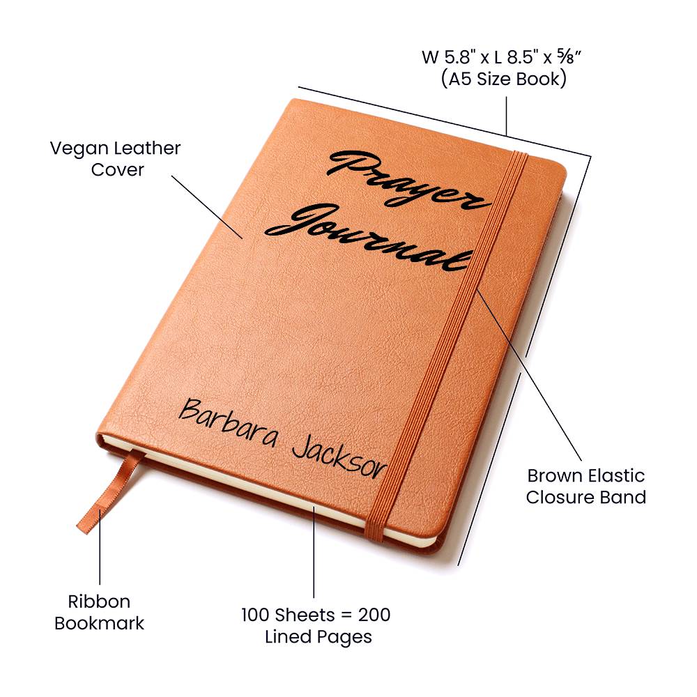 Personalized Prayer Journal, Custom Name Leather Journal, Bible Study Notebook, Gift for Her, Christmas or Birthday Gift for Mom, Religious Gift, Christain Gifts