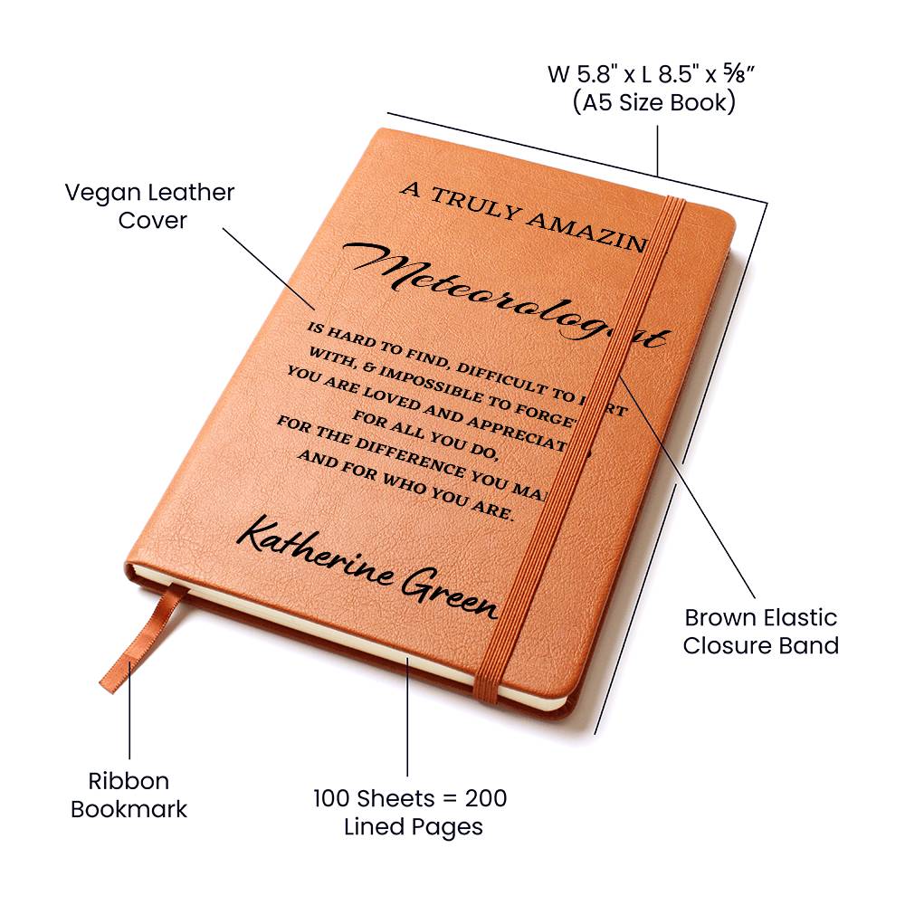 Personalized Meteorologist Journal, Difference Maker Journal, Custom Name Leather Journal, Gift for a Meteorologist, Appreciation Gift, Birthday Gift.
