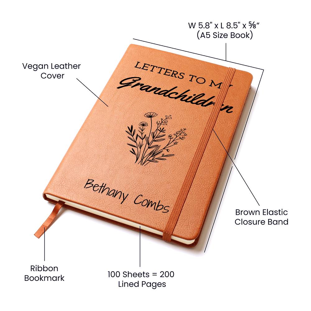 To My Grandchildren Personalized Leather Journal, Letters To My Grandkids Journal, Legacy Journal to Grandchildren, Grandchildren Keepsake, Gift from Grandma