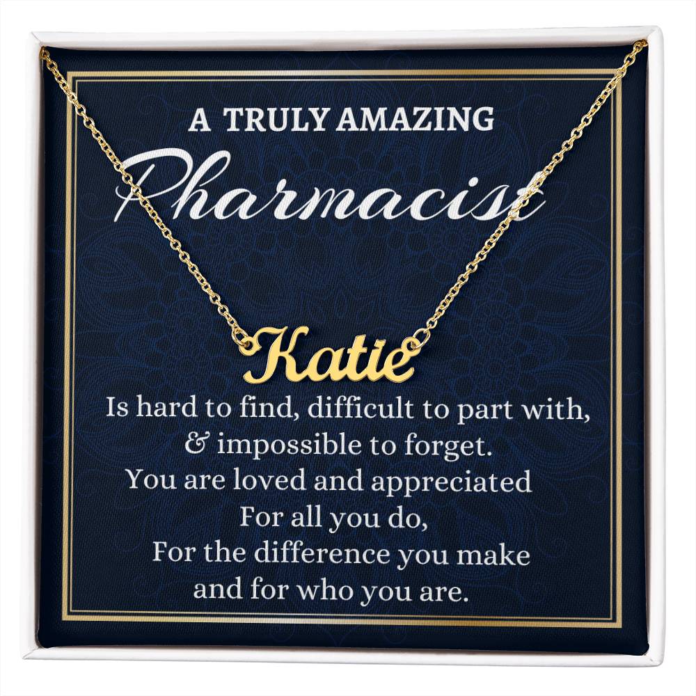 Custom Name Necklace for a Pharmacist, Difference Maker Necklace Gift, Appreciation Gift, Gift for a Pharmacist.